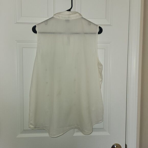 NWT Ann Taylor Vintage 90s Y2K Cream Rhinestone Bead Embroidered Shell Top XL - Picture 4 of 6